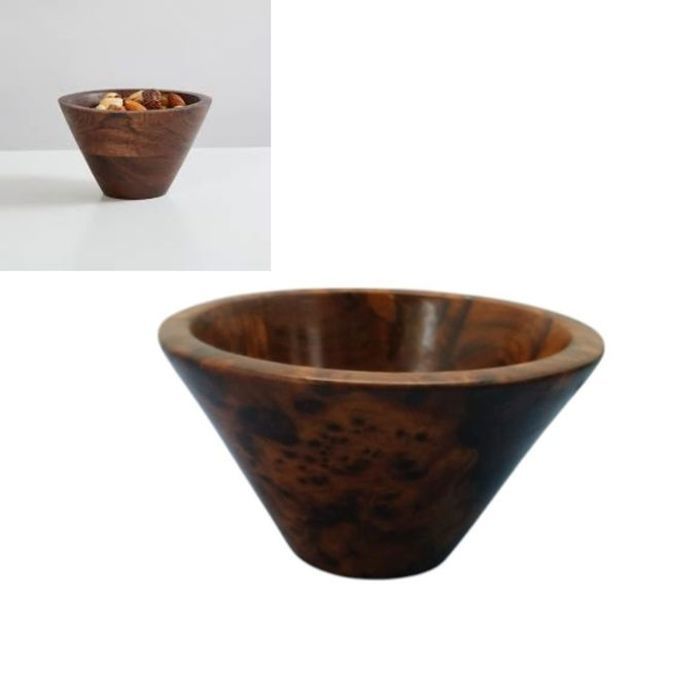 Bol en bois de Thuya à parois épaisses, 14 x 9 cm.