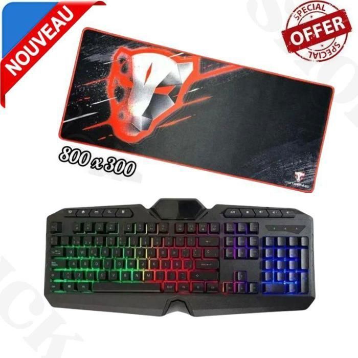 Clavier Gamer jedel k-504 avec rétroéclairage à couleurs vives + Tapis Motospeed xxl 800x300 mm