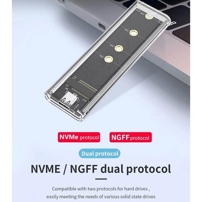 Boîtier SSD externe USB 3.1 RGB M.2 NVME NGFF Haute Vitesse 10Gbps
