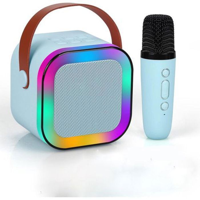 Haut-parleur Bluetooth Karaoké - Microphone Inclus, Lumières RGB, 5W, Multimode - K12 , couleur aliatoire