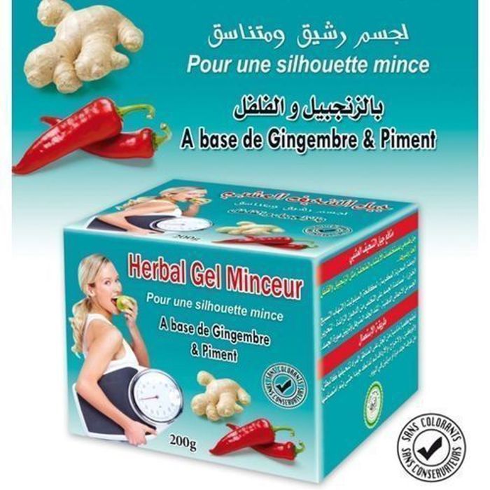 Gel minceur - Herbo Ridouane - 80g - Extraits de gingembre - Extraits de piment rouge - Anti-cellulite