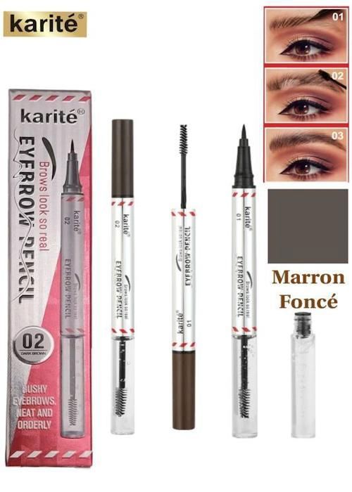 Eyeliner 2 en 1 - KARITÉ - Marron Foncé - Gel fixateur transparent - Waterproof - Pinceau professionnel