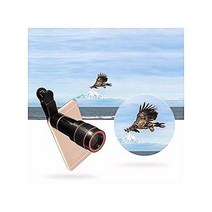 Objectif d'appareil photo pour portable - AtticSalt - 12X Zoom - Compatible Android - Monoculaire - Noir