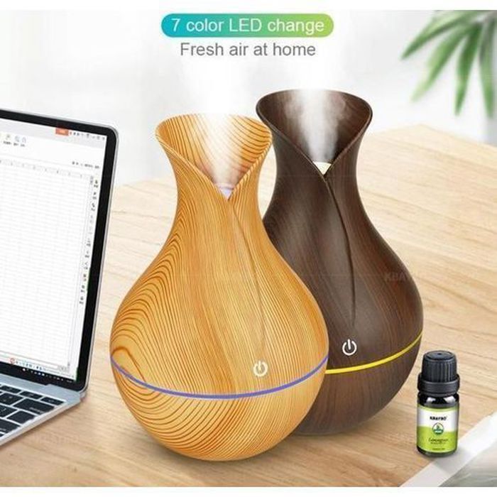 Diffuseur d'Huiles Essentielles - Aromathérapie - Humidificateur d'Air - Marron - Relaxation - Purification