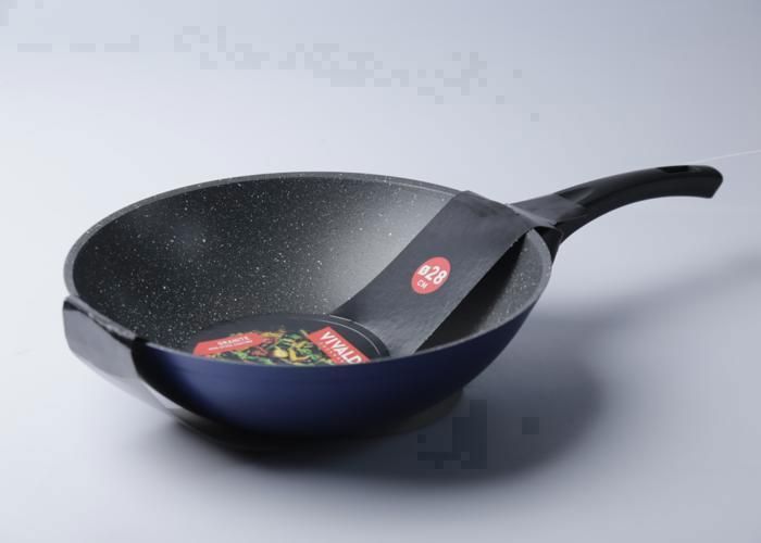 Wok - VIVALDI - 28 cm - Granite - Antiadhésif - Compatible induction