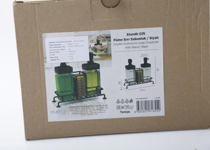 Distributeur de Savon Liquide Double Fumé avec Support