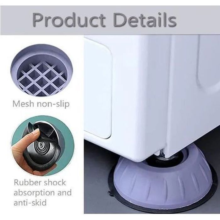 Amortisseurs lave-linge - Non spécifié - 4 pièces - Antidérapants - Tapis Anti-Vibration - Caoutchouc noir