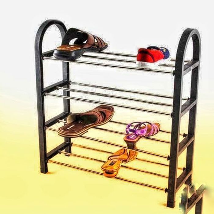 Étagère à chaussures - MARQUE - 5 niveaux - Noir - Fer et plastique - Montage facile