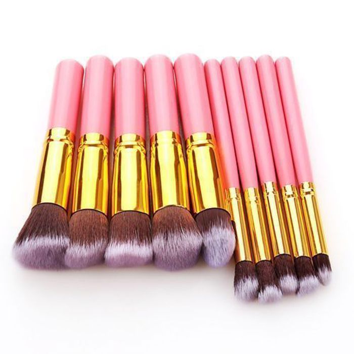 10pcs poudre poudre fard à paupières fard à joues en nylon cheveux brosse de maquillage pour le visage - Multi-Couleur
