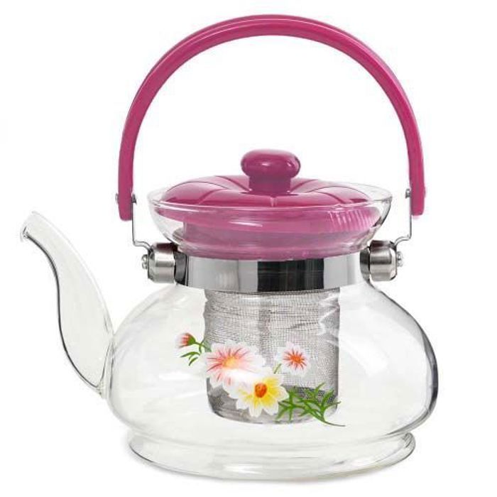 Bouilloire - Non spécifié - 1200 ml - Verre et acier inoxydable - Poignée en plastique - Infuseur inclus