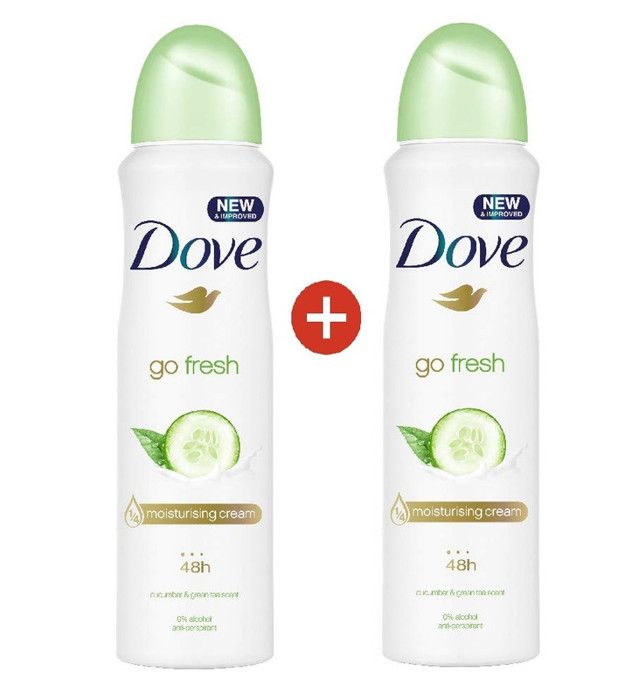 Déodorant Spray Antiperspirant - Dove - Concombre et Thé Vert - 250ml x2 - Sans Alcool - Mixte