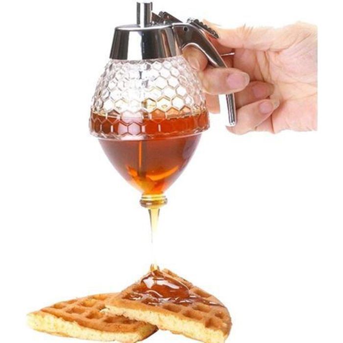 Distributeur de miel Avec socle Bouteille/bocal en acrylique 200 ml