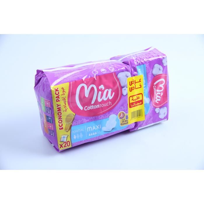 Serviettes hygiéniques - Mia - Maxi Normal - 20 unités - Absorption maximale - Confort optimal