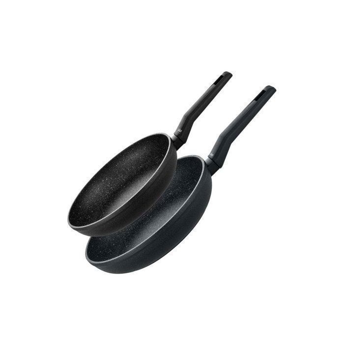 Lot de 2 Poêles à frire - Bleu  - 24 cm et 28 cm - Antiadhésif - Compatible induction