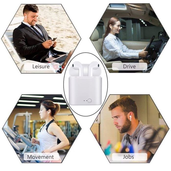 Ecouteurs sans fil - Bluetooth - i7 TWS - Microphone - Connexion automatique - Compatibilité universelle