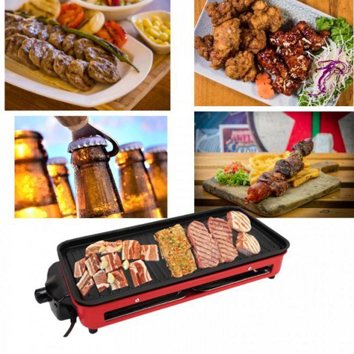 Grill électriques avec Planche 2 in 1 multifonctionnel, sans fumée, antiadhésif