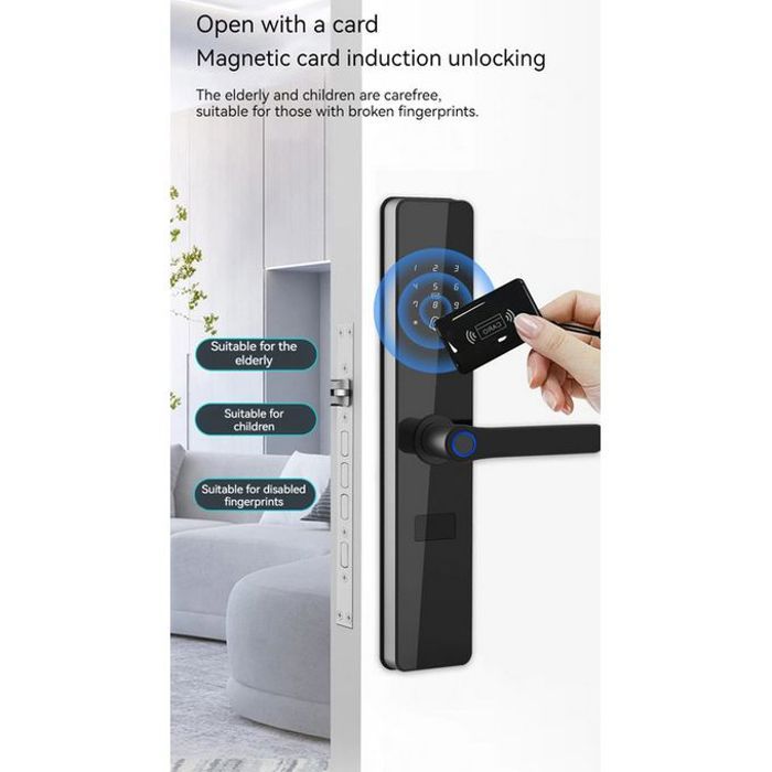 Serrure de porte numérique intelligente digitales,carte de porte+application de clé, code numérique