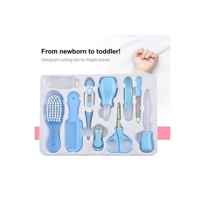 ensemble 10 pcs Kit de Soin Bébé, coupe-ongles ciseaux brosse à cheveux, thermomètre