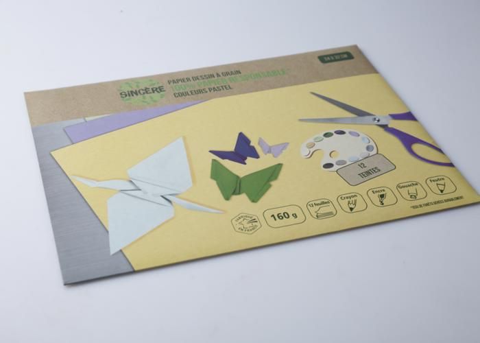 Feuilles dessin - CASINO - Pochette 12 feuilles - Couleur pastel - 24x32 cm - 160g