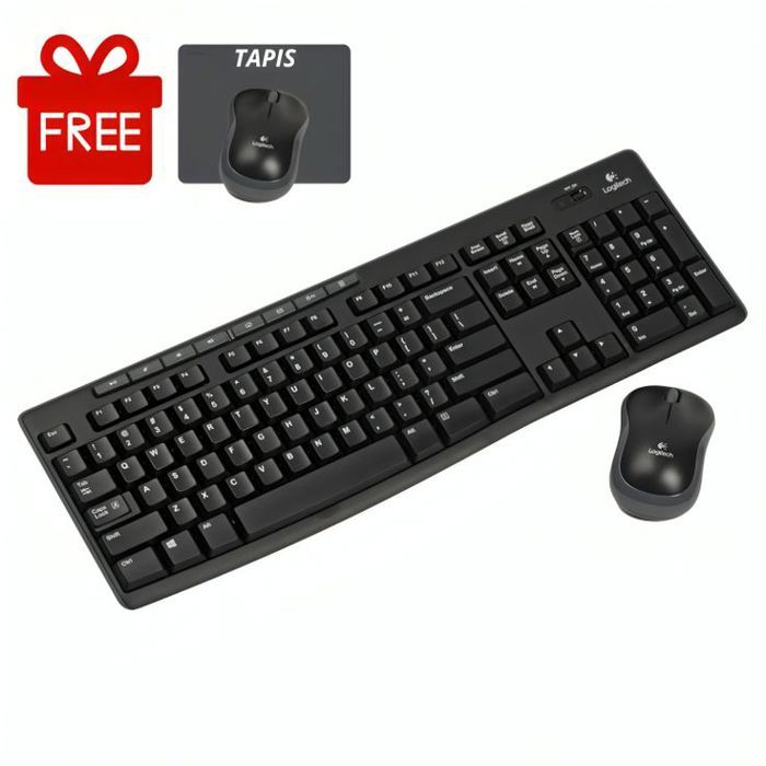 Ensemble clavier et souris sans fil Original Logitech MK270 + Tapis souris GRATUIT