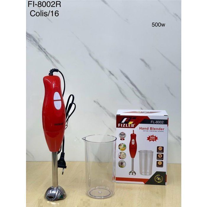 Mixeur Plongeant - Rouge - 400 W - Bol 0,5 L - 2 Vitesses - Compact et Pratique