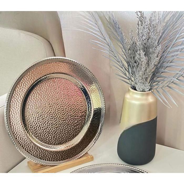 Plateau Rond - Inox - 33cm - Argenté - 1 pièce - Style Classique