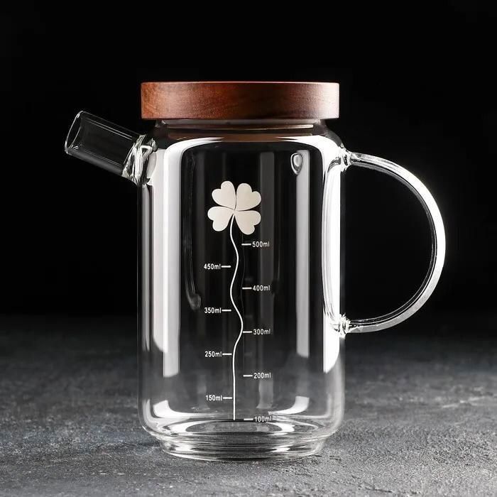 Bouteille d'huile - Non spécifié - 500ML - Verre borosilicate - Couvercle en bambou - Design contemporain