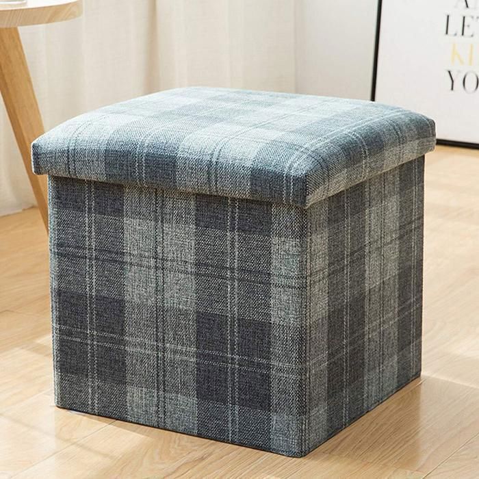 POUF - AYA HOME - 2 EN 1 - GRIS - 38x38x38cm - Rangement pliable