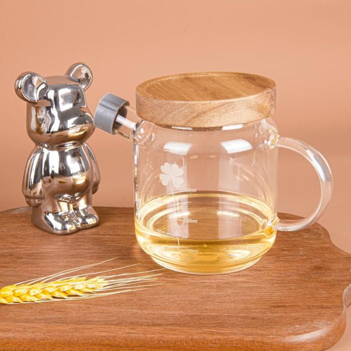 Bouteille d'huile - Non spécifié - 300ML - Verre borosilicate - Couvercle en bambou - Design contemporain