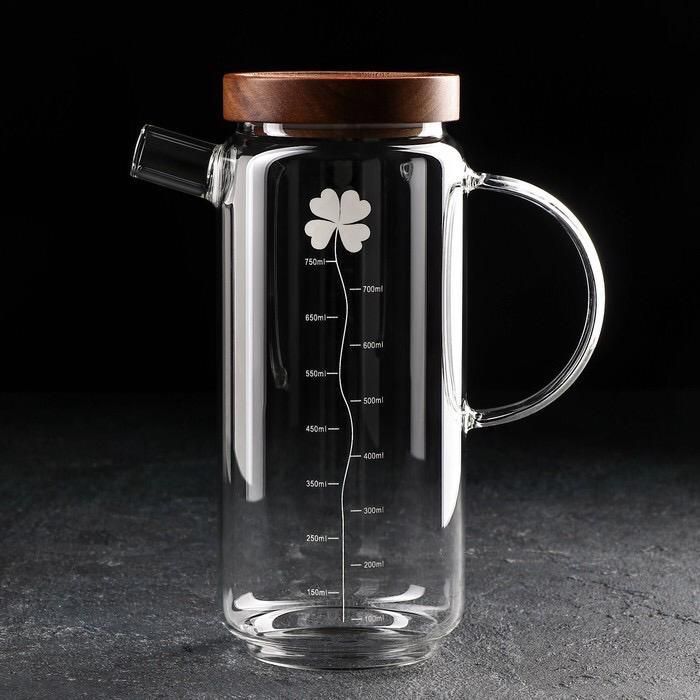 Bouteille d'huile - Non spécifié - 750ML - Verre borosilicate - Couvercle en bambou - Étanche