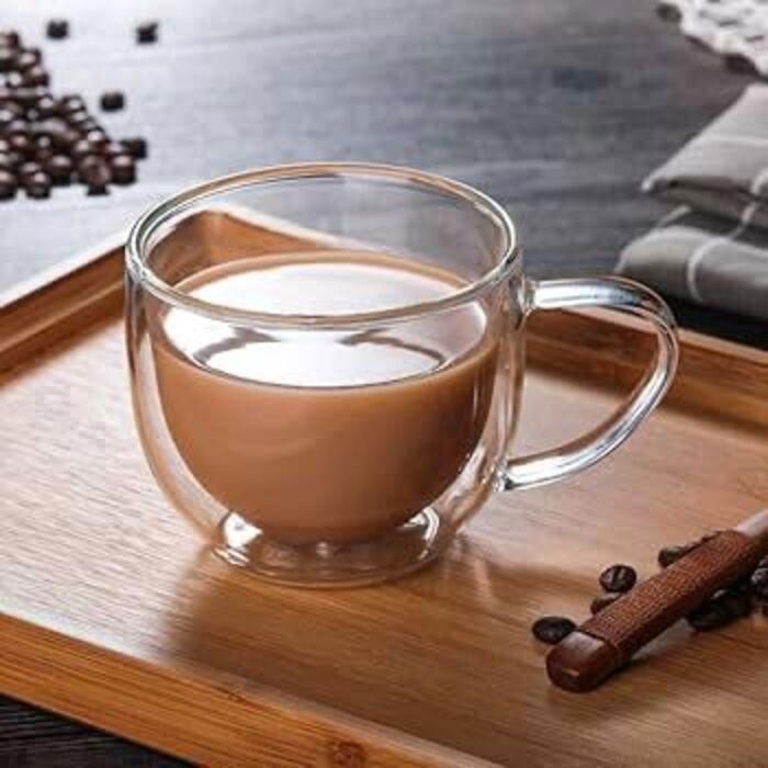 Tasse Double Paroi - Verre - 50ml - Résistante à la chaleur - Design unique - Transparent