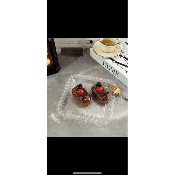 Plateau - AYA HOME - Set de 2 plats carrés - 13CM et 10CM - Transparent - Plastique