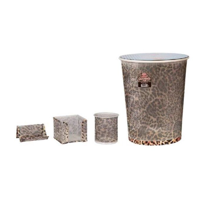 Accessoires de Bureau - Crown - Ensemble de Bureau 4PCS - Motif Léopard - Design Contemporain - Pratique
