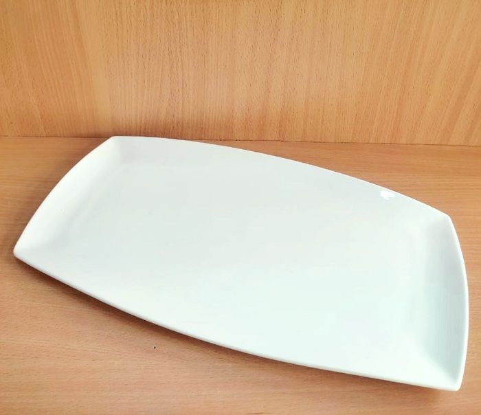 Plat à servir - MARQUE - MX-8 - Porcelaine blanche - 46x25 cm - Compatible lave-vaisselle