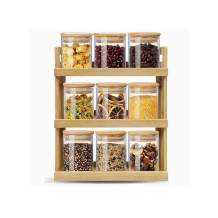 Boites à épices - Non spécifié - 9 Pcs - Verre - Bambou - Hermétique