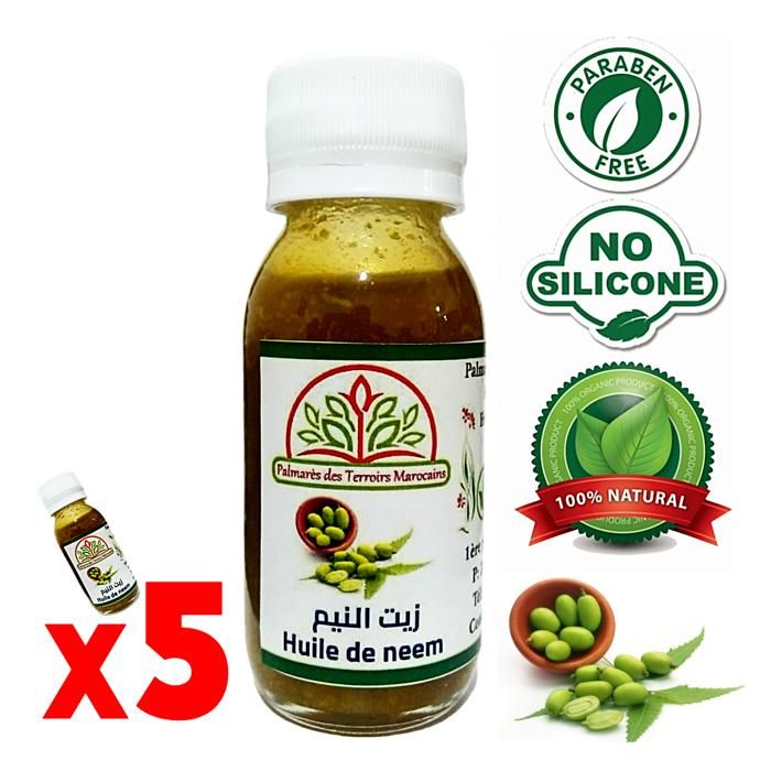 Huile de Neem - PALMARÈS DES TERROIRS MAROCAINS - 300 ml - 100% Naturel - Anti chute - Anti acné