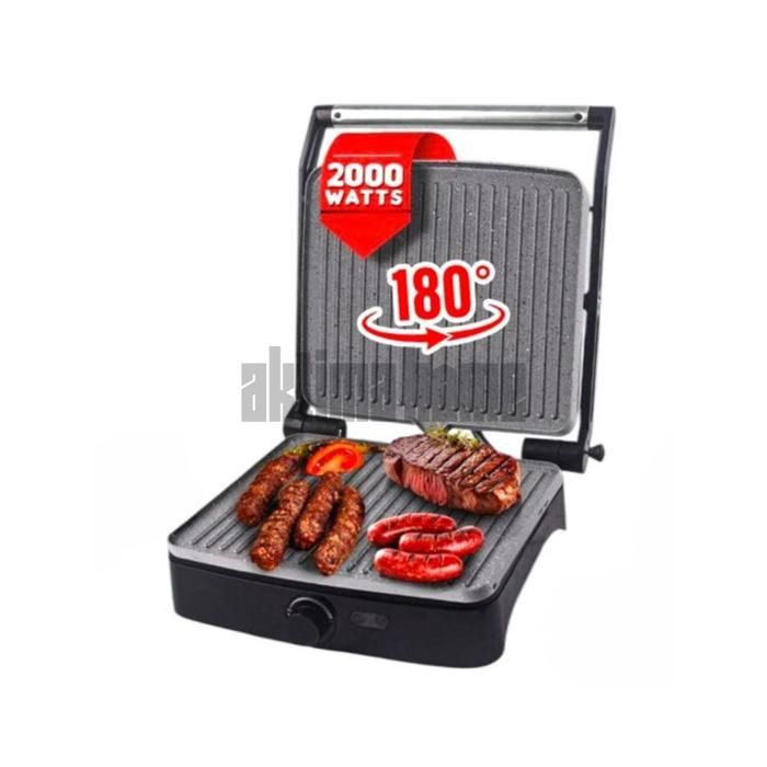 Grill Électrique - ITIMAT - 2000W - Ouverture 180° - Revêtement Granite - Chauffage Double Face
