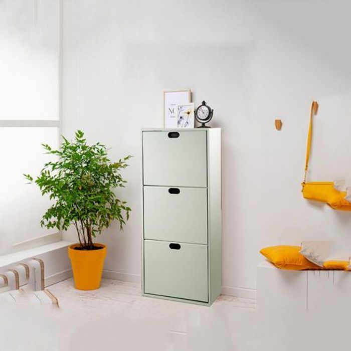 Meuble à chaussures - Assina - Blanc - 3 tiroirs - PVC - Rangement élégant