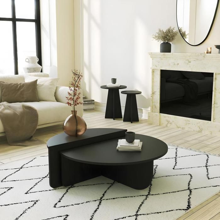 Ensemble Podium Tables basses - 90x35x60cm + 85x40x30cm - Noir