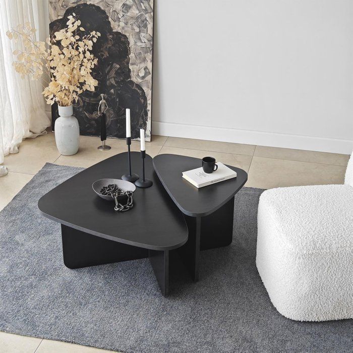 Table basse Ballare - 90x35x60cm + 60x40x40cm - Noir
