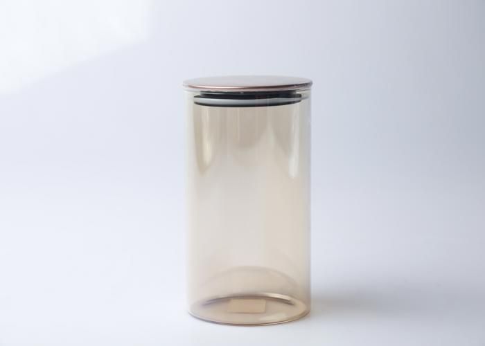 Bocal en Verre avec Couvercle en Bambou 10x17,5 cm HB3302-2