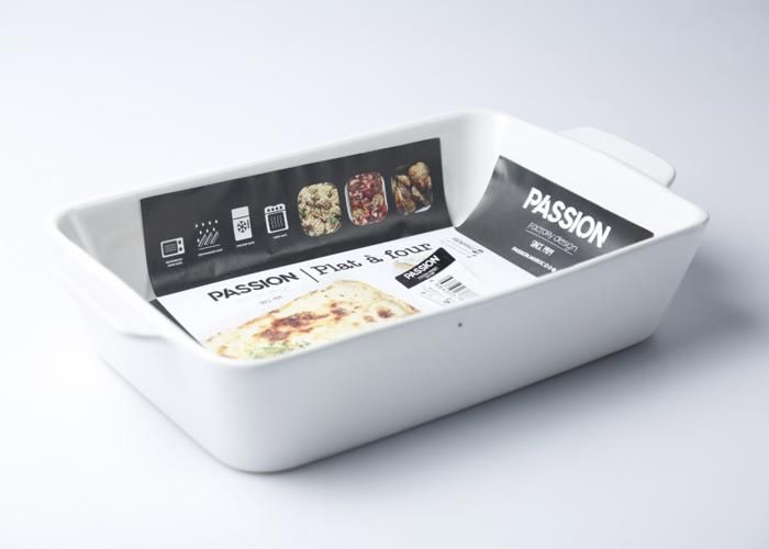 Plat à Four - PASSION - 36,5x22,5 cm - Verre - Blanc - Compatible micro-ondes