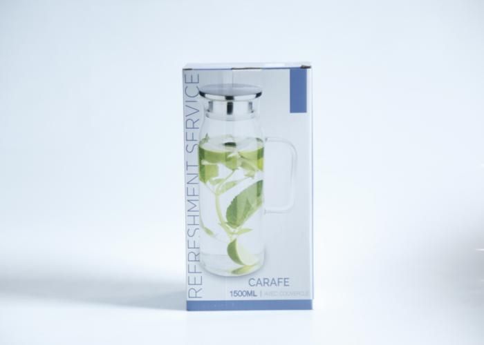 Pichet - GENERIC - 1,5 L - Verre Transparent - Couvercle Inox - Élégant et Pratique