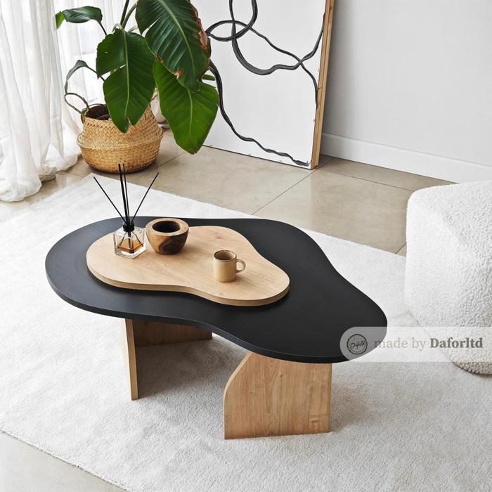 Table Basse - DAFORLTD - Fondue - Noir et Chêne - Ovale - Laqué - Livrée montée