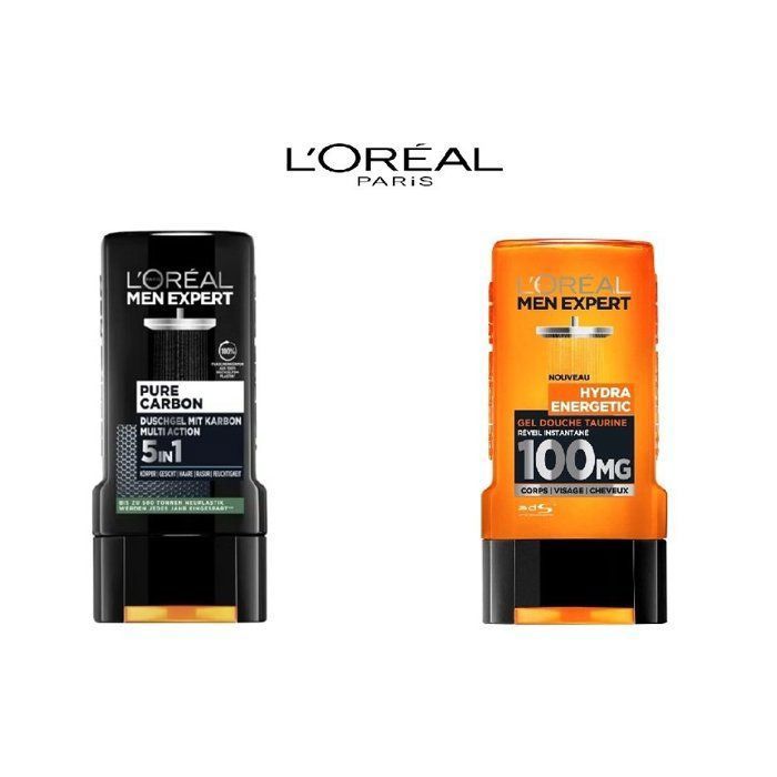 LOT 2 SHOWER GEL 300ML ( PURE CARBON + HYDRA ENERGETIC)