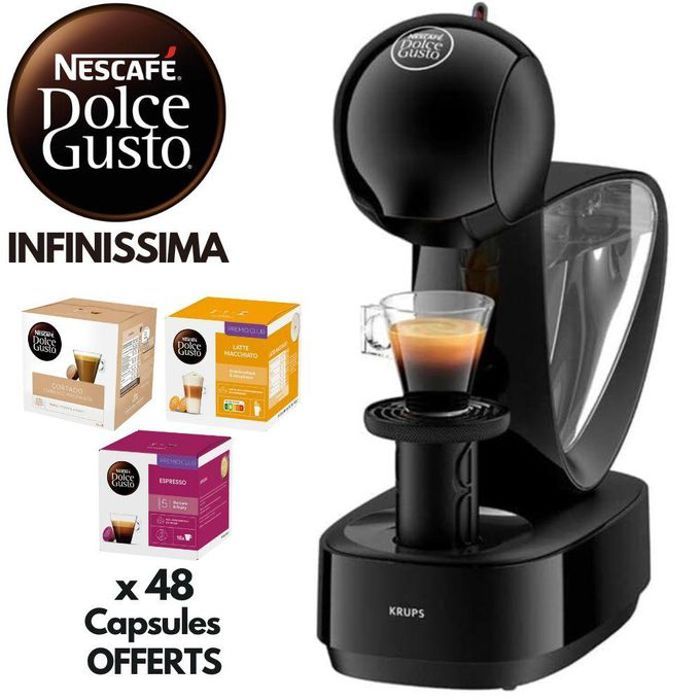 Cafetière à Capsules - NESCAFE DOLCE GUSTO - INFINISSIMA - 15 Bar - Design Compact - 3 Packs de 48 Capsules