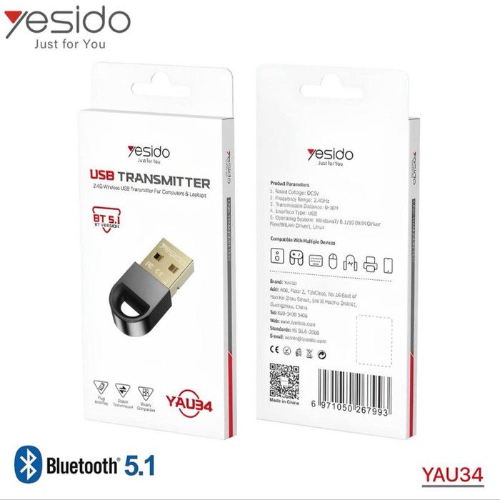 Yesido YAU34 clè Usb Transmetteur bluetooth 5.1