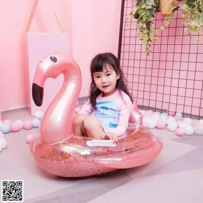 Bouée de Natation - Flamant - Translucide - Sécurisée - Pour Enfants - Rose Paillettes