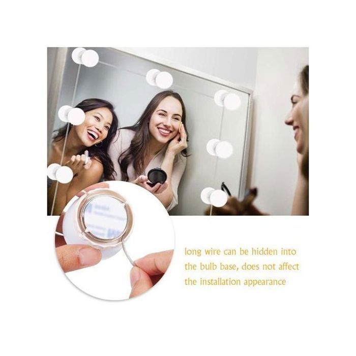 Ampoules LED - Vanity - Pack de 10 - 3 Modes - Alimentation USB - Installation Facile