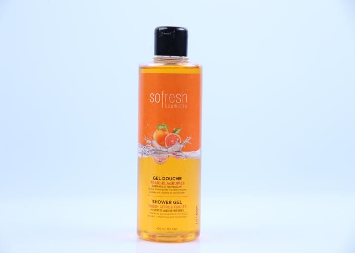 Gel Douche - Sofresh - Fraîche Agrumes - 400ml - Non comédogène - Mixte